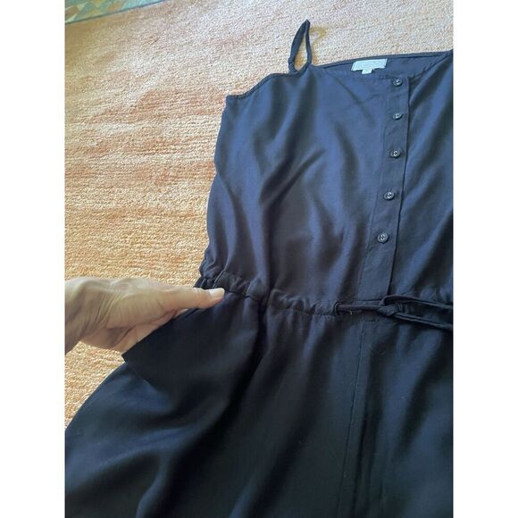 Mud Pie black romper size M button front drawstring waist pockets - Picture 3 of 7
